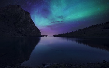 ! nightfall at lake Bannalpsee, shopped aurora